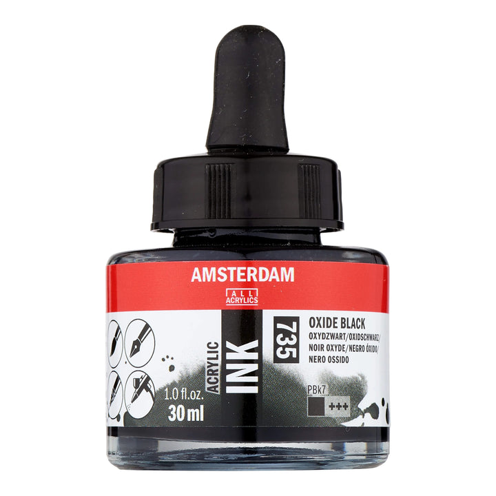 Amsterdam Acrylic Tinte Flasche 30 ml Oxidschwarz 735 - Kidis Art