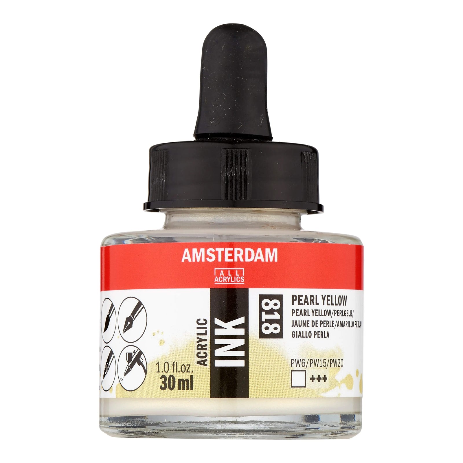 Amsterdam Acrylic Tinte Flasche 30 ml Perlgelb 818 - Kidis Art