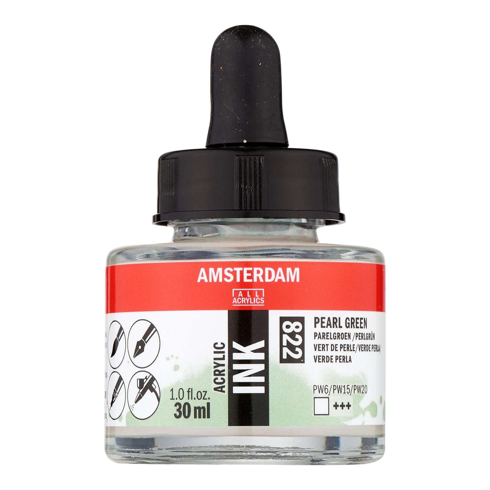 Amsterdam Acrylic Tinte Flasche 30 ml Perlgrün 822 - Kidis Art