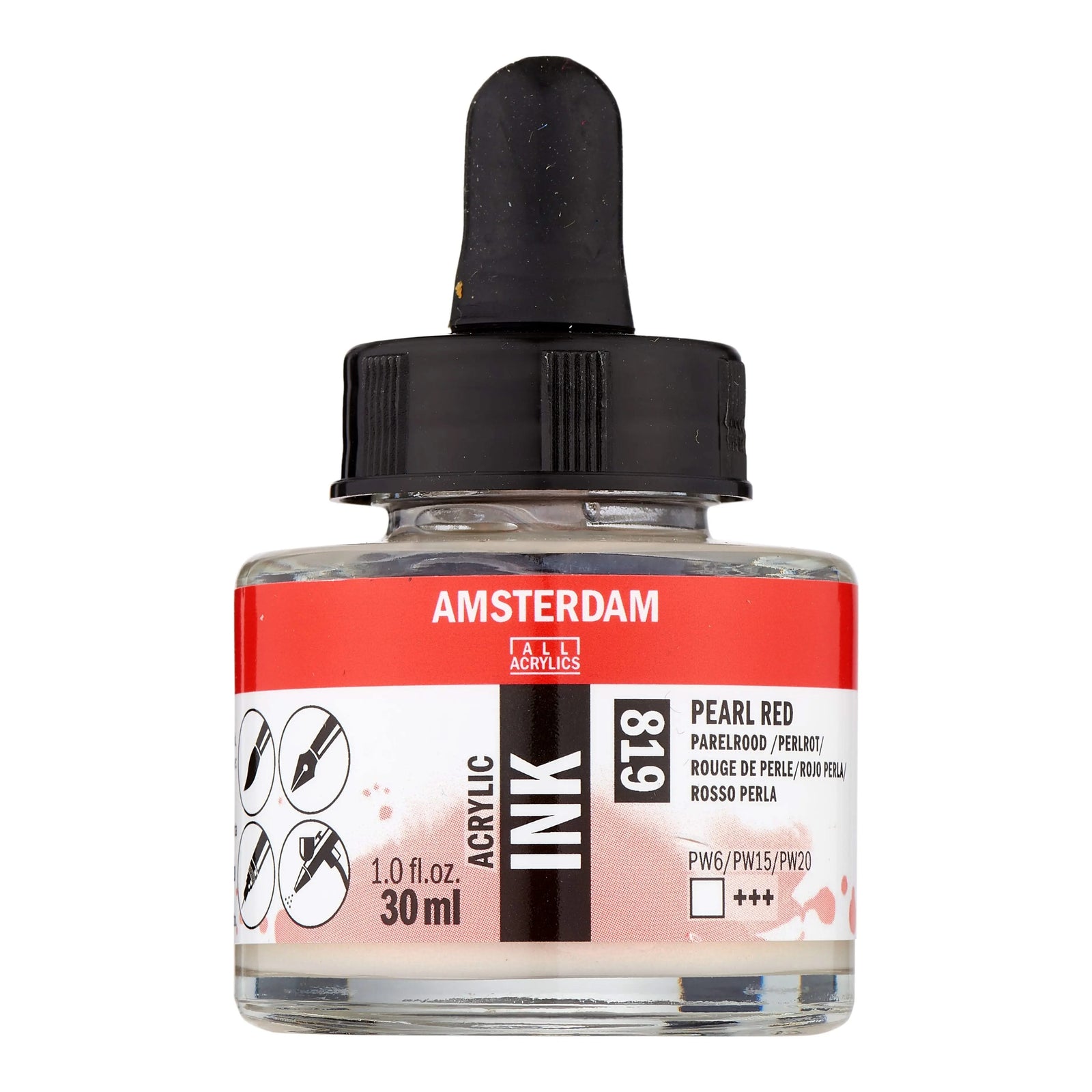 Amsterdam Acrylic Tinte Flasche 30 ml Perlrot 819 - Kidis Art
