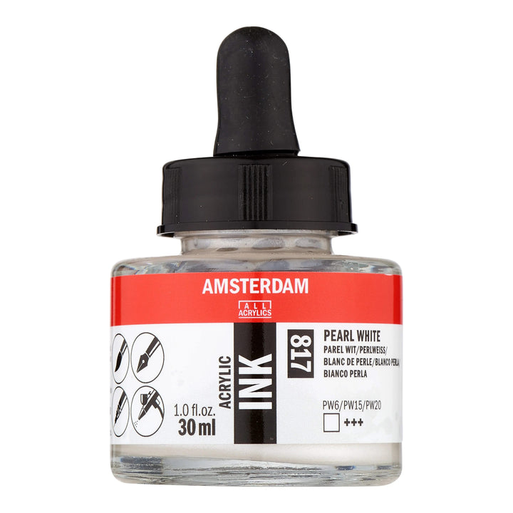 Amsterdam Acrylic Tinte Flasche 30 ml Perlweiß 817 - Kidis Art