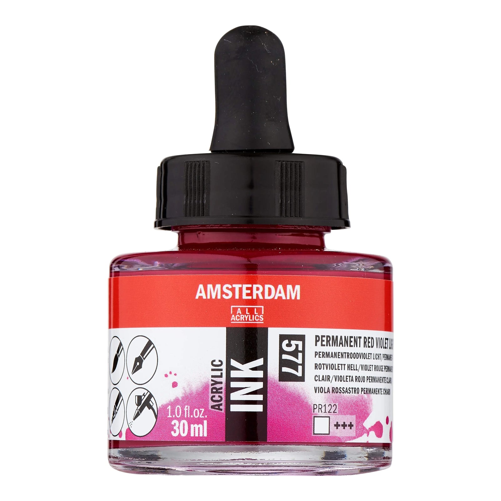 Amsterdam Acrylic Tinte Flasche 30 ml Permanentrotviolett Hell 577 - Kidis Art