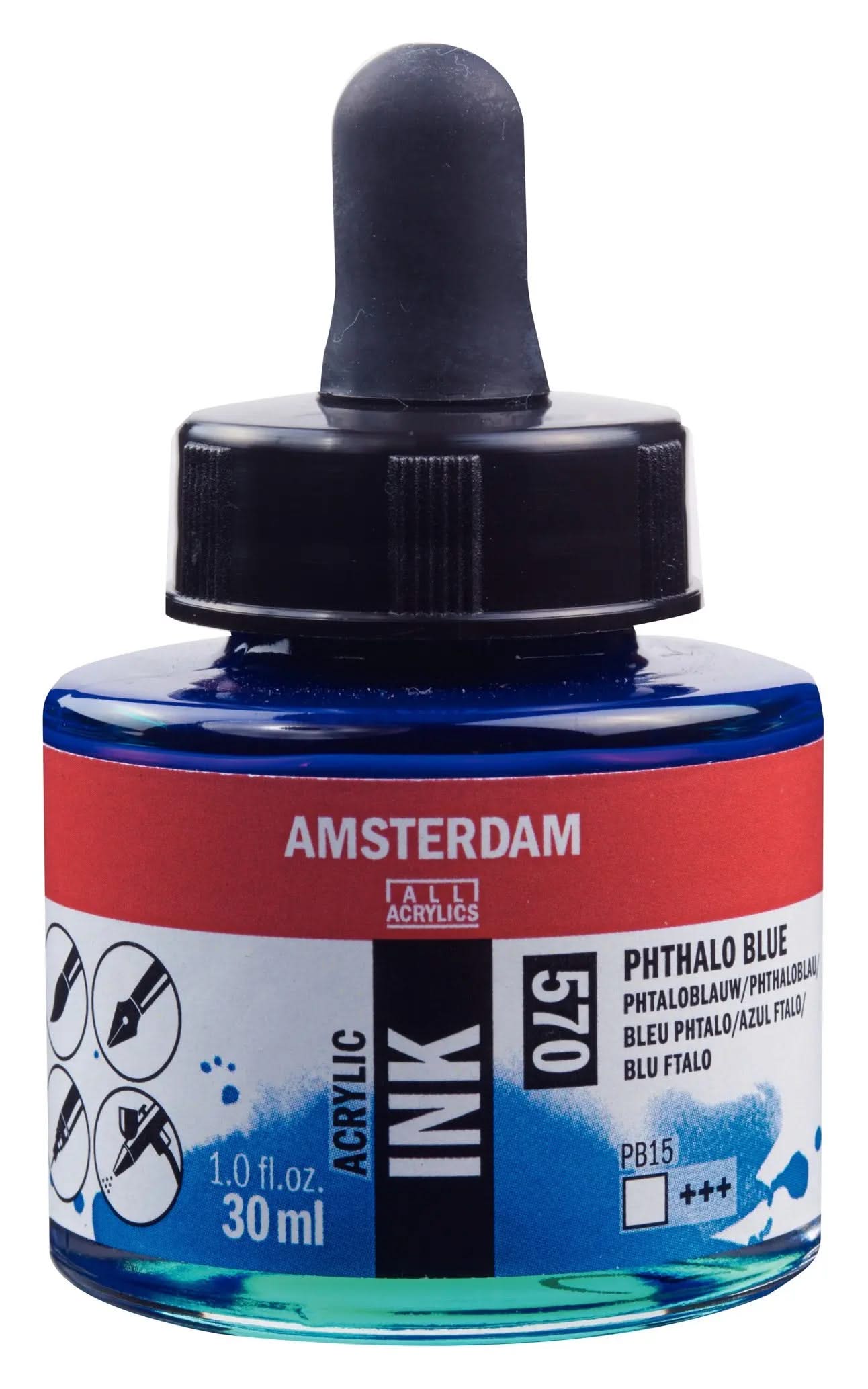 Amsterdam Acrylic Tinte Flasche 30 ml Phthaloblau 570 - Kidis Art