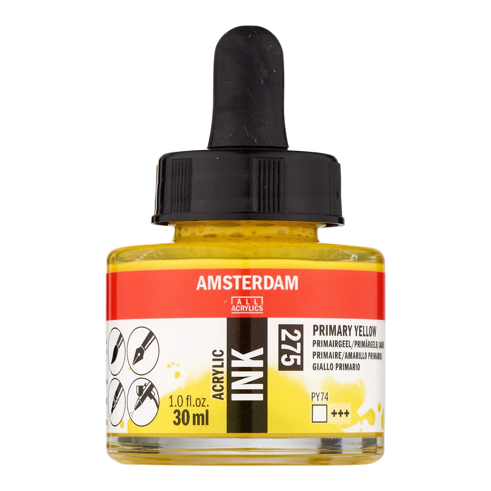 Amsterdam Acrylic Tinte Flasche 30 ml Primärgelb 275 - Kidis Art
