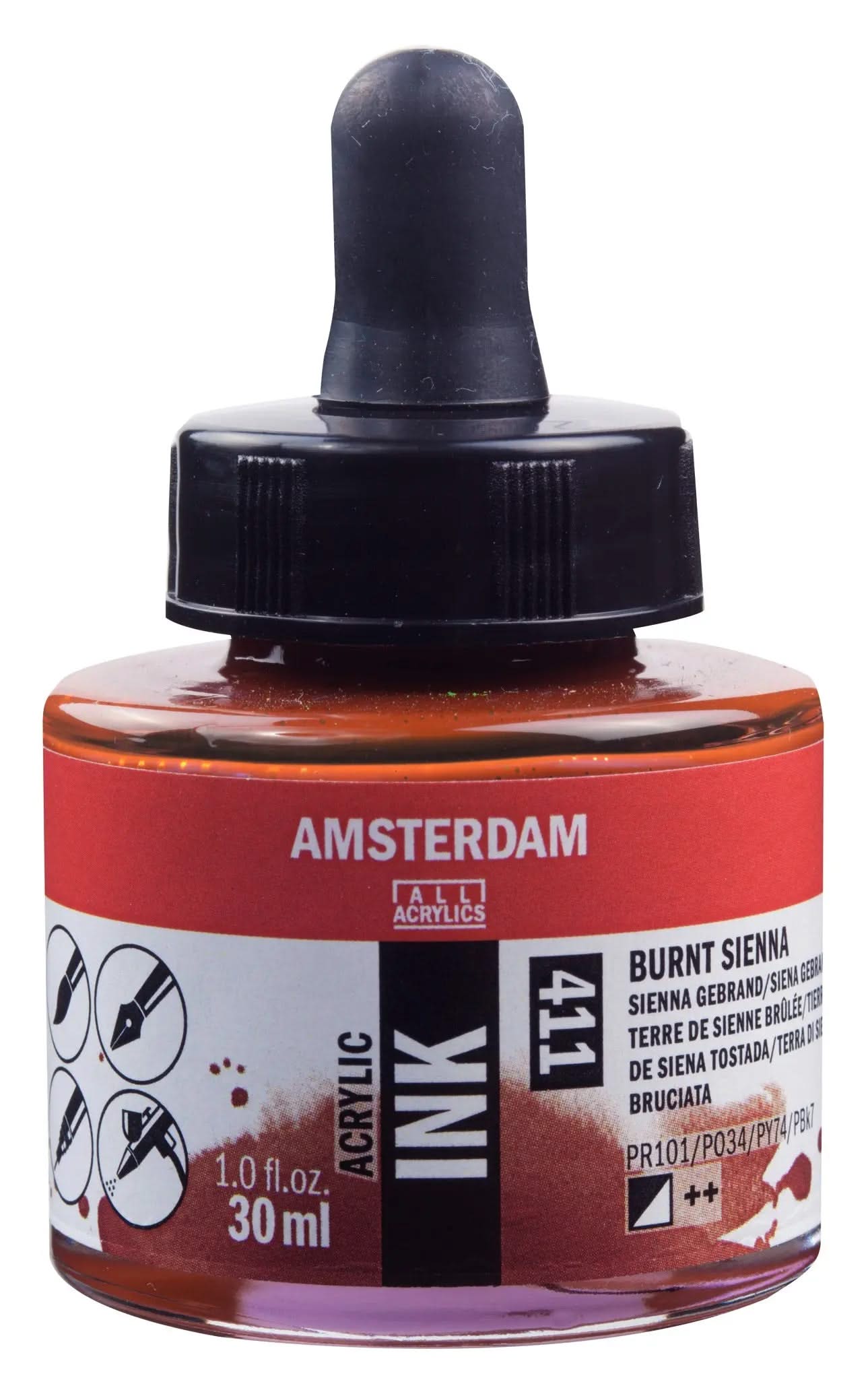 Amsterdam Acrylic Tinte Flasche 30 ml Siena Gebrannt 411 - Kidis Art
