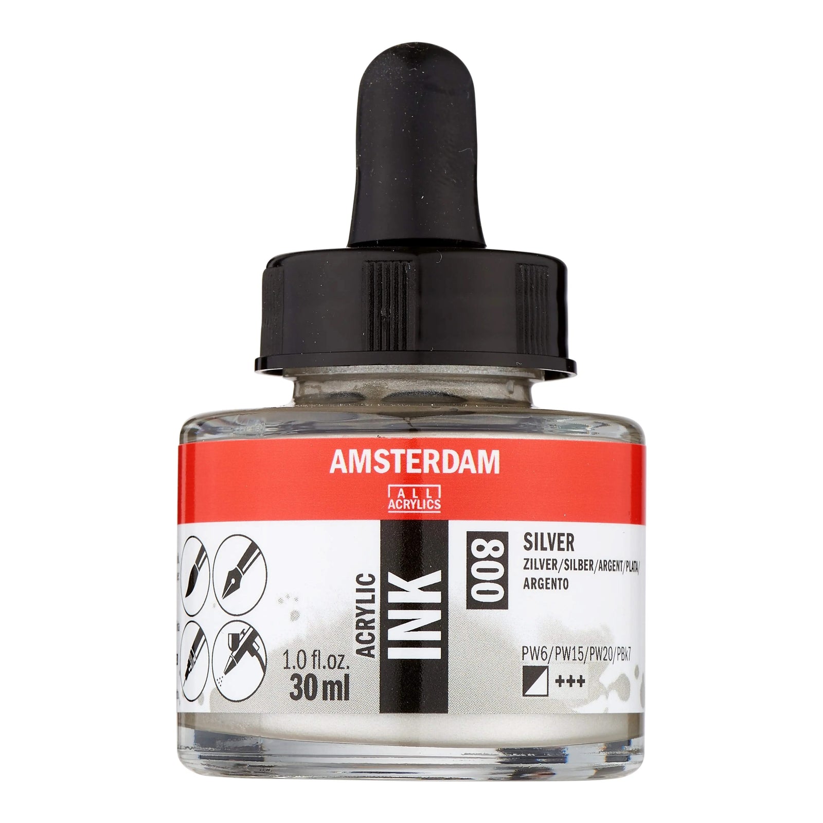 Amsterdam Acrylic Tinte Flasche 30 ml Silber 800 - Kidis Art