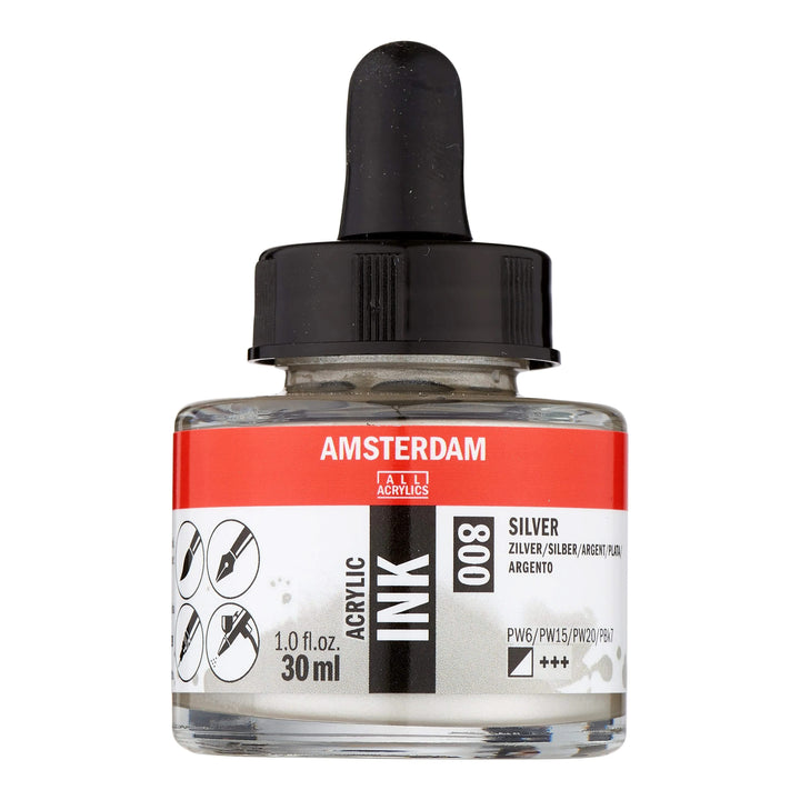 Amsterdam Acrylic Tinte Flasche 30 ml Silber 800 - Kidis Art