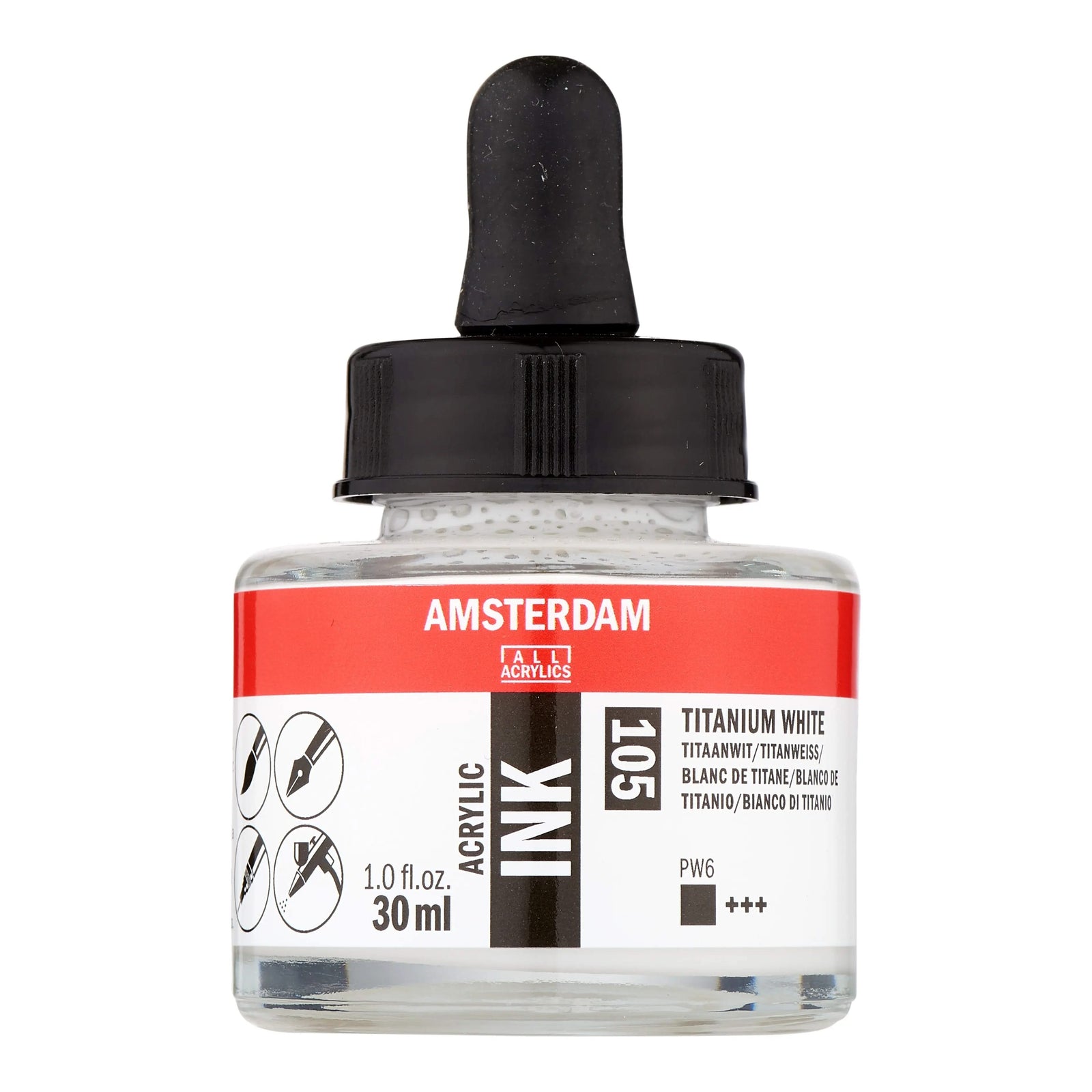 Amsterdam Acrylic Tinte Flasche 30 ml Titanweiß 105 - Kidis Art