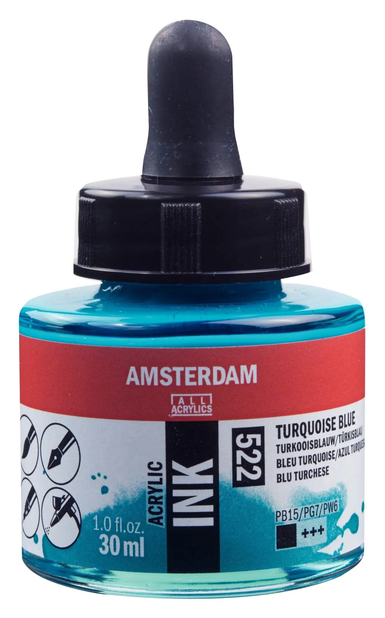 Amsterdam Acrylic Tinte Flasche 30 ml Türkisblau 522 - Kidis Art