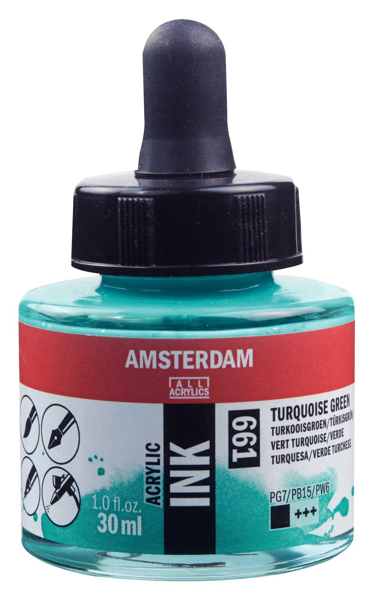 Amsterdam Acrylic Tinte Flasche 30 ml Türkisgrün 661 - Kidis Art
