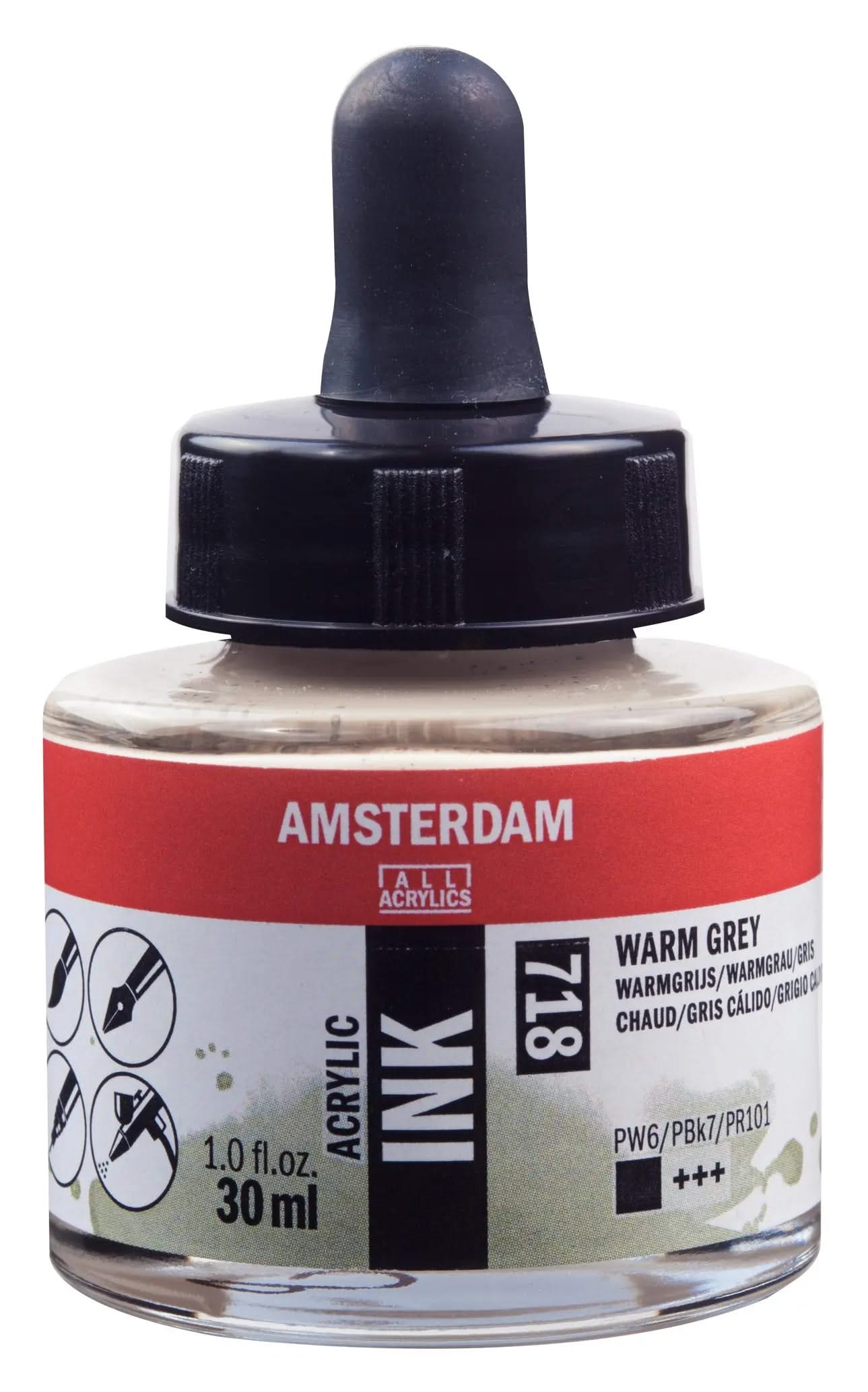 Amsterdam Acrylic Tinte Flasche 30 ml Warmgrau 718 - Kidis Art