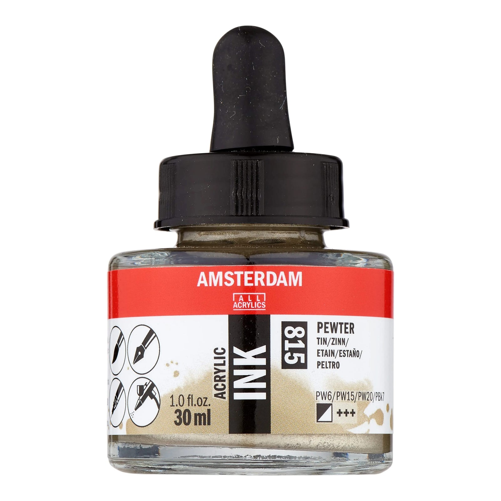 Amsterdam Acrylic Tinte Flasche 30 ml Zinn 815 - Kidis Art