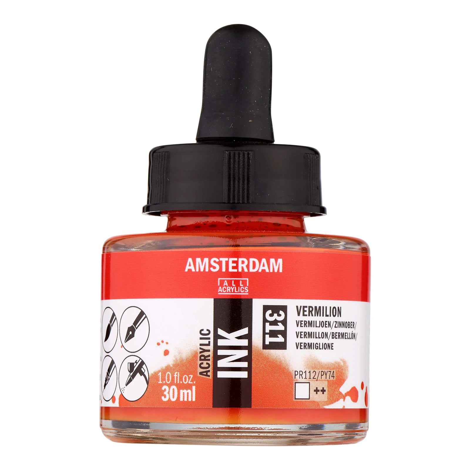 Amsterdam Acrylic Tinte Flasche 30 ml Zinnober 311 - Kidis Art