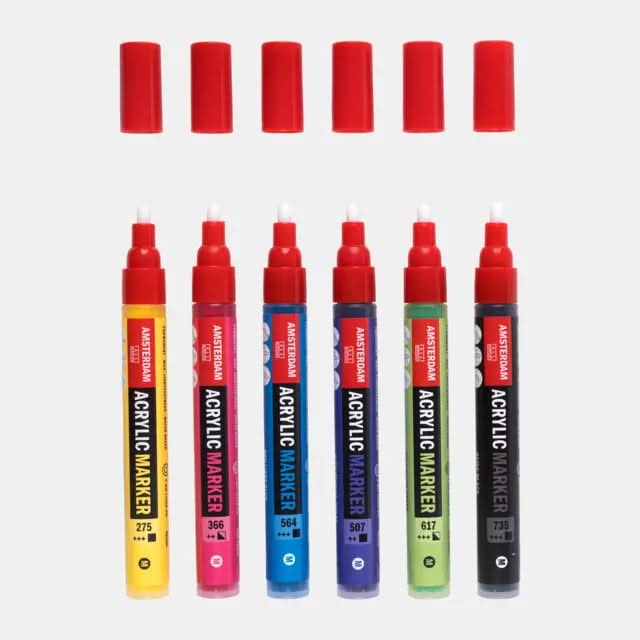 Amsterdam Acrylmarker Einsteigerset | 6 Farben - Kidis Art