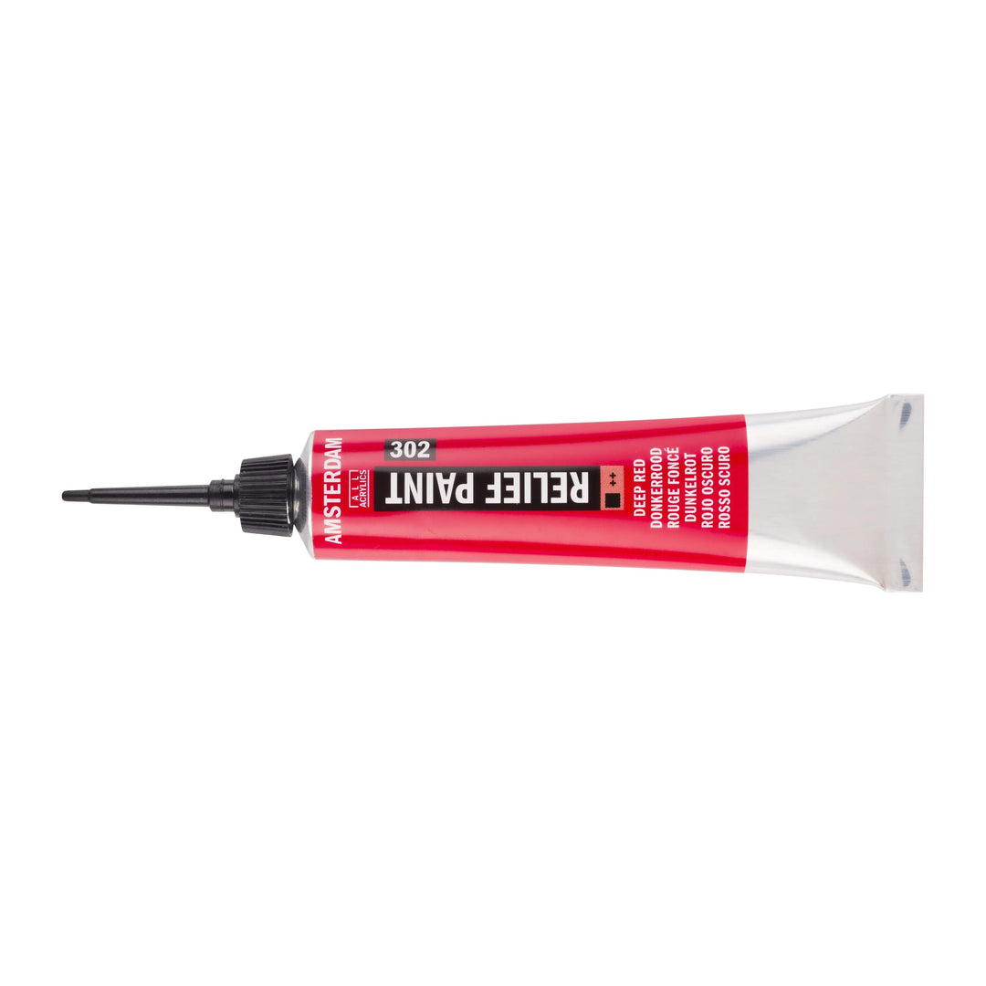 Amsterdam Relieffarbe Tube 20 ml Dunkelrot 302 - Kidis Art