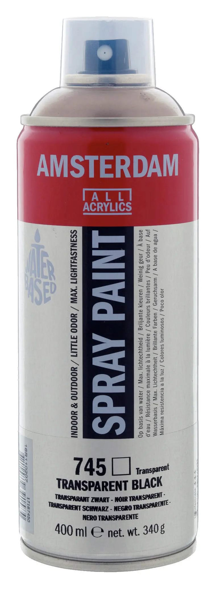 Amsterdam Sprühfarbe 400 ml Schwarz Transparent 745 - Kidis Art