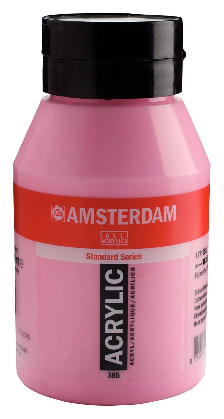 Amsterdam Standard Series Acrylfarbe Flasche 1000 ml Chinacridonrosa Hell 385 - Kidis Art