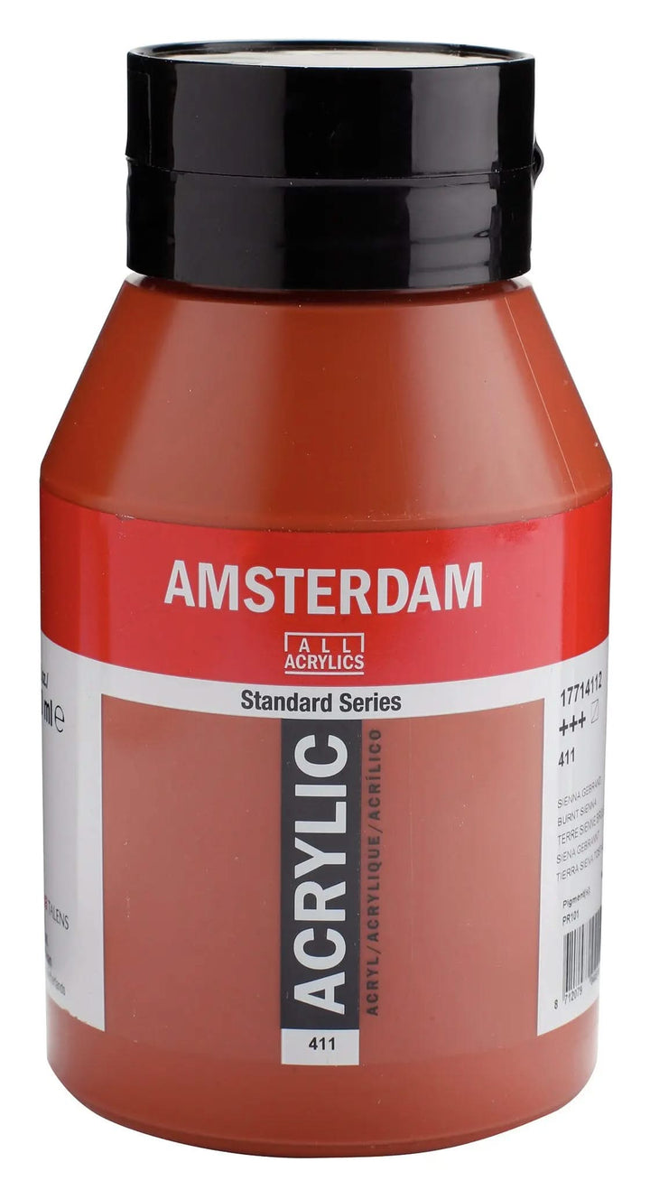 Amsterdam Standard Series Acrylfarbe Flasche 1000 ml Siena Gebrannt 411 - Kidis Art