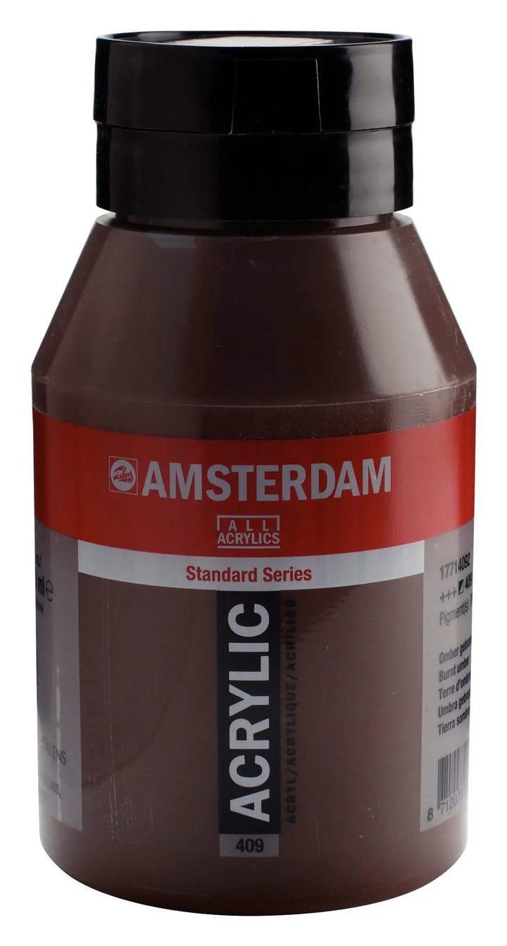 Amsterdam Standard Series Acrylfarbe Flasche 1000 ml Umbra Gebrannt 409 - Kidis Art