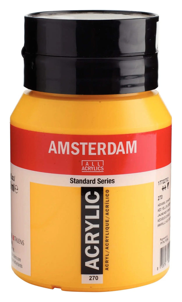 Amsterdam Standard Series Acrylfarbe Flasche 500 ml Azogelb Dunkel 270 - Kidis Art