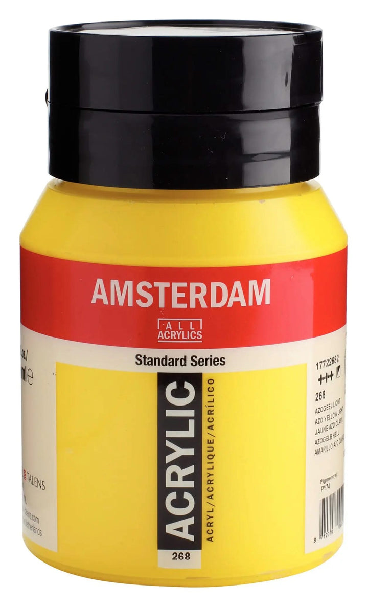 Amsterdam Standard Series Acrylfarbe Flasche 500 ml Azogelb Hell 268 - Kidis Art