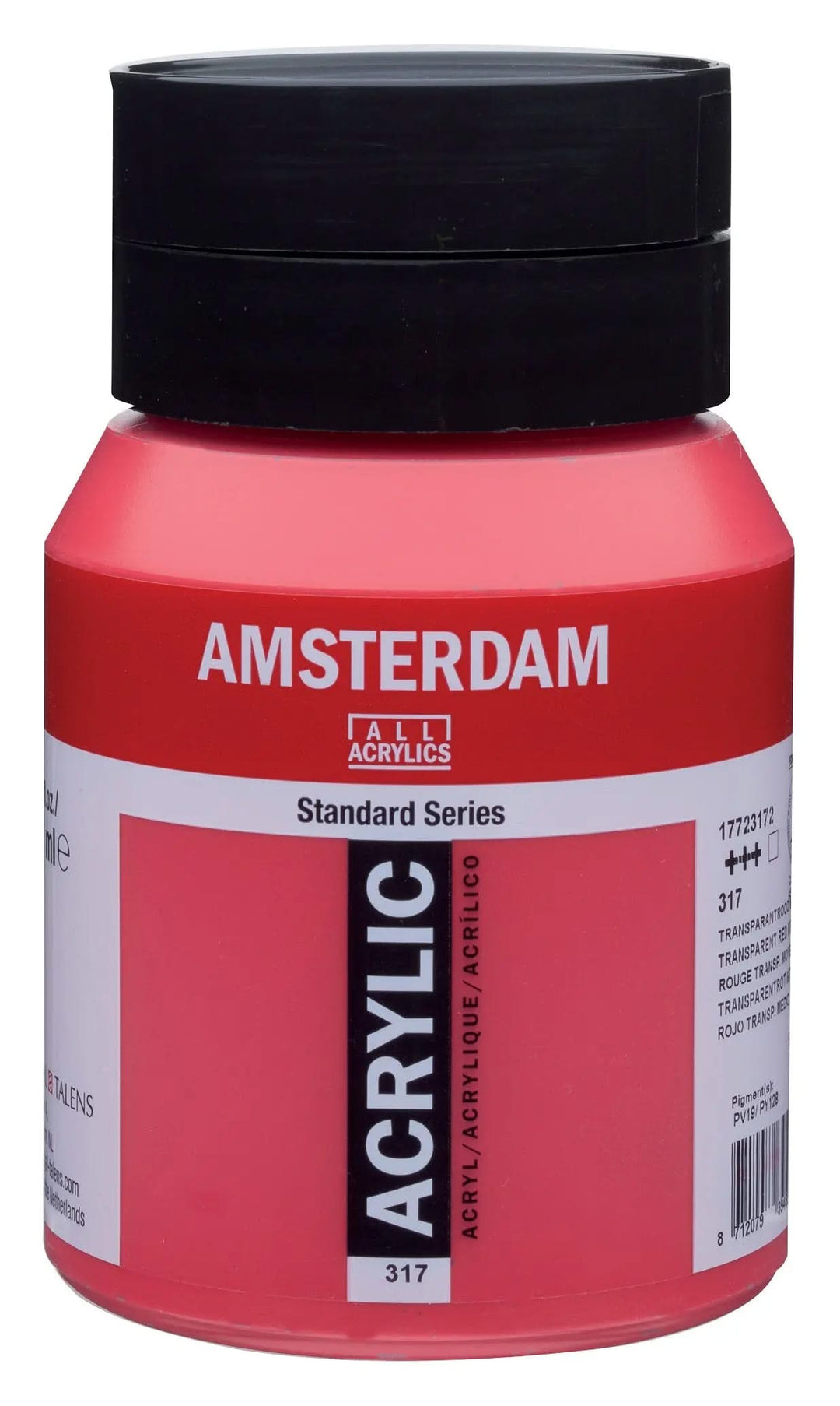 Amsterdam Standard Series Acrylfarbe Flasche 500 ml Transparentrot Mittel 317 - Kidis Art