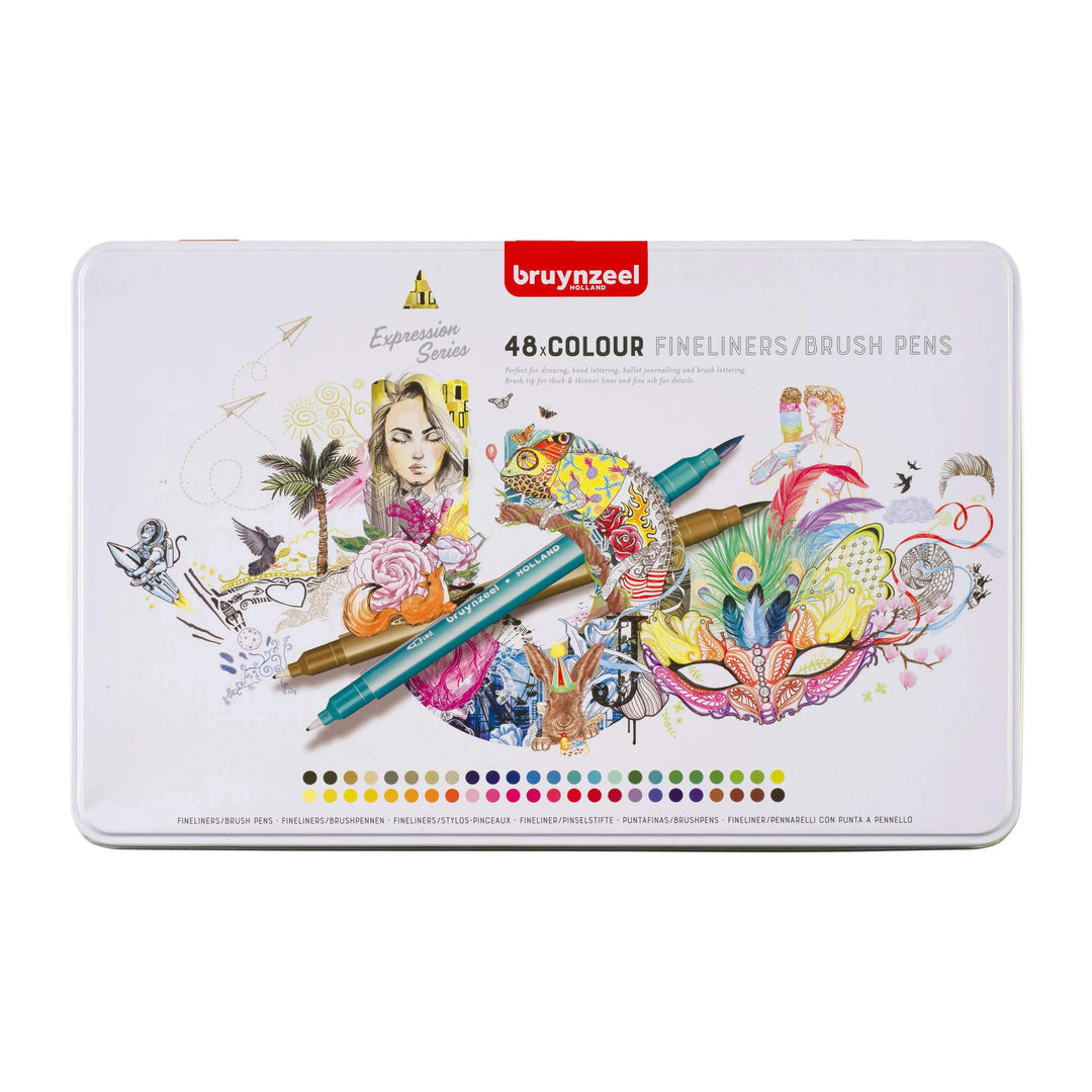 Bruynzeel Creatives  Fineliner/Pinselstifte  Set 48 Farben - Kidis Art