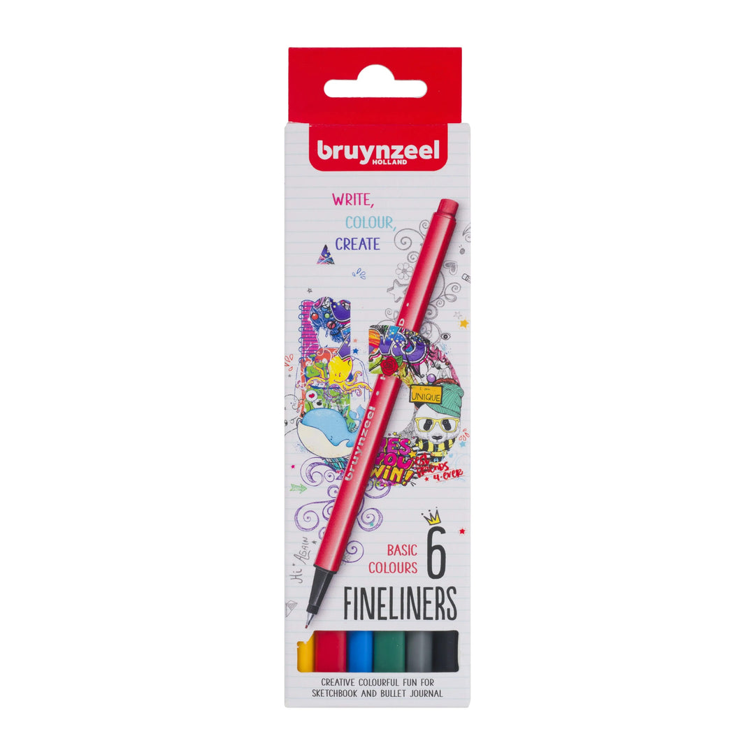 Bruynzeel Fineliner Set Basis 6 Farben - Kidis Art