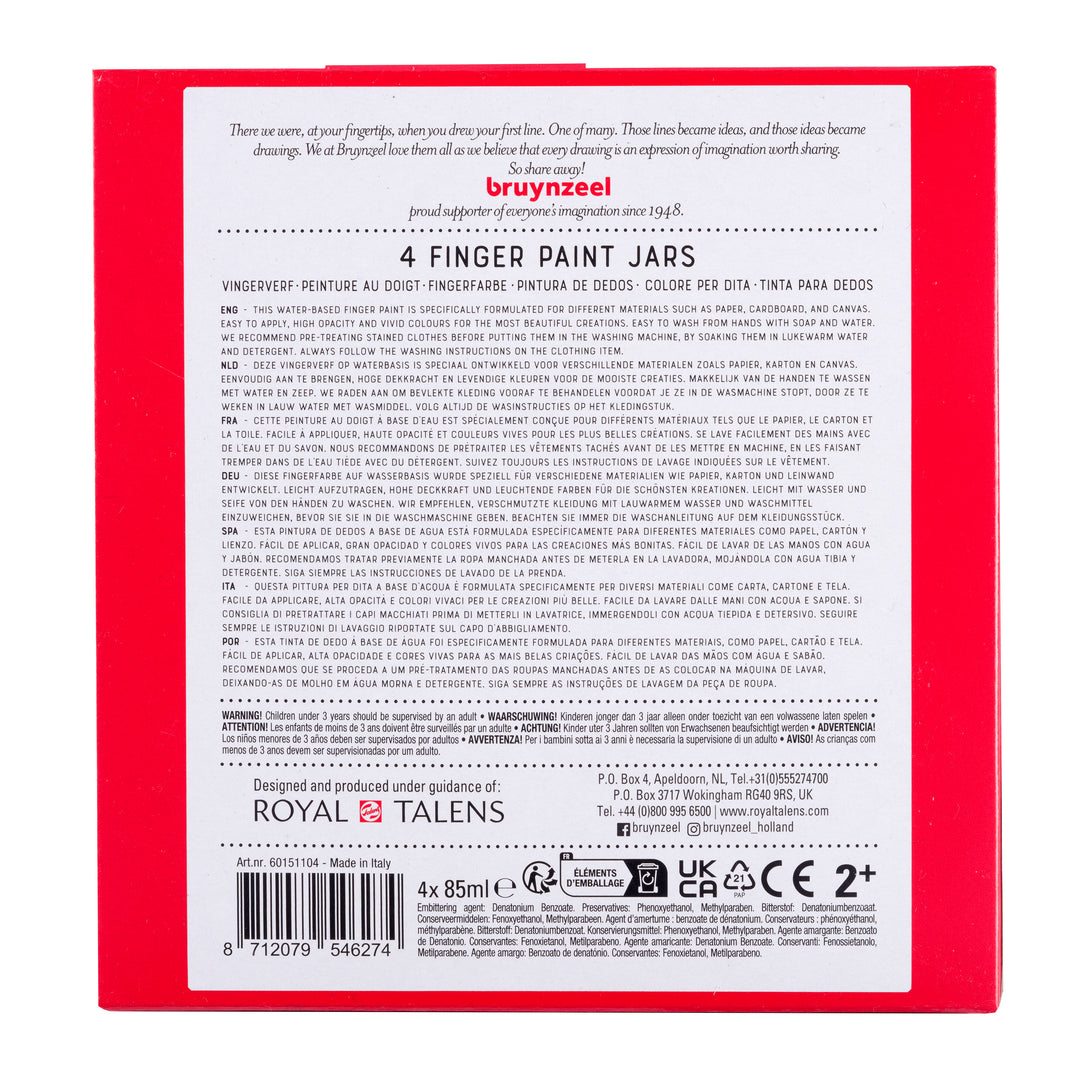 Bruynzeel Fingerfarben-Set auf Wasserbasis | 4 x 85 ml
