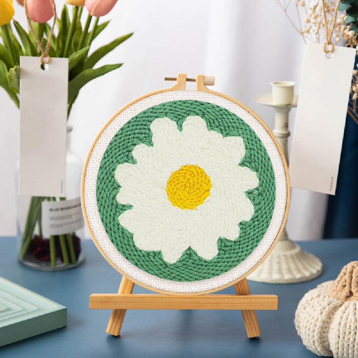 Punch Needle 20x20 Weisses Gänseblümchen - Kidis Art