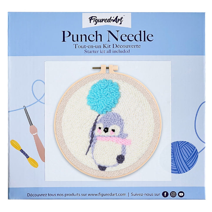 Punch Needle 20x20 Pinguin mit Löwenzahn - Kidis Art