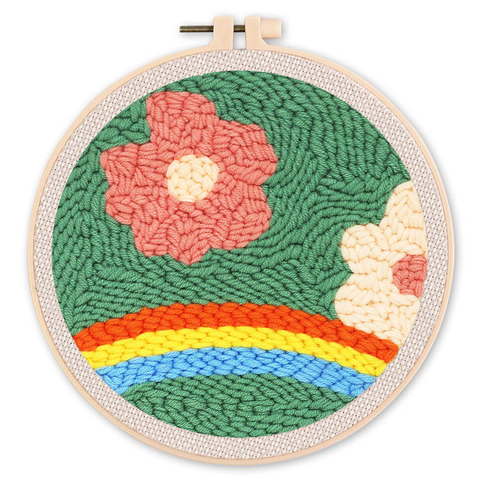 Punch Needle 20x20 Blumen über einem Regenbogen - Kidis Art