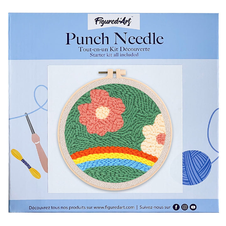 Punch Needle 20x20 Blumen über einem Regenbogen - Kidis Art