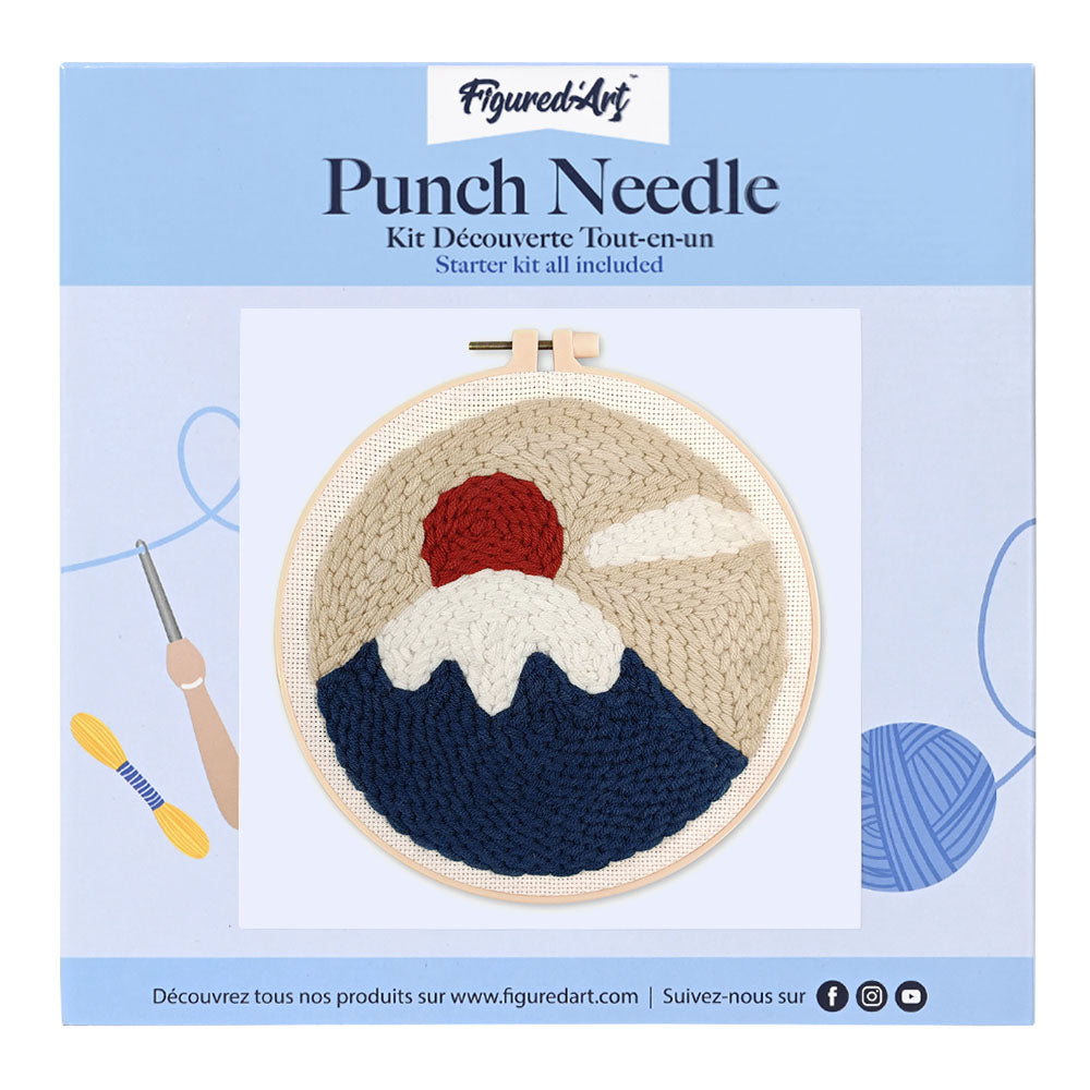Punch Needle 20 x 20 cm Sonnenaufgang über dem Fuji - Kidis Art