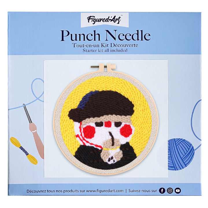 Punch Needle 20x20 Kitty Van Gogh mit Bubble Tea - Kidis Art