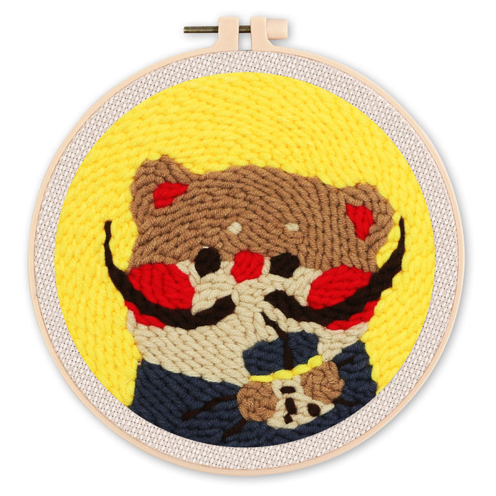 Punch Needle 20x20 Kitty Dali mit Bubble Tea - Kidis Art