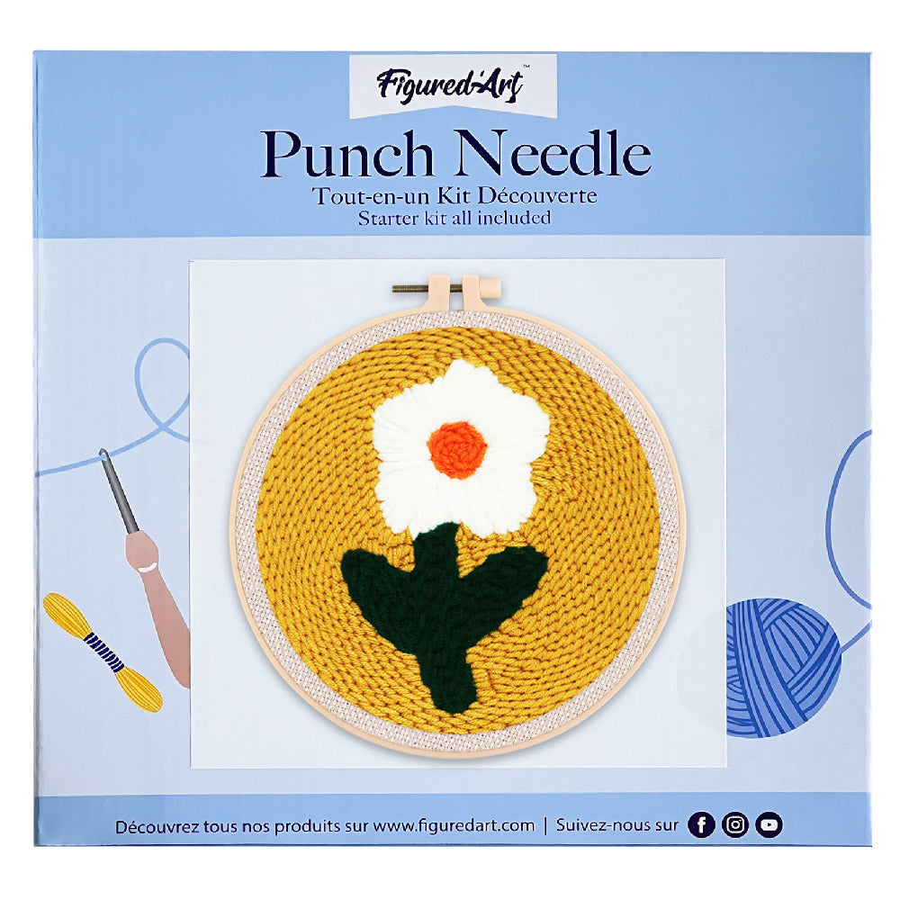 Punch Needle 20x20 Hübsche weisse Blume - Kidis Art