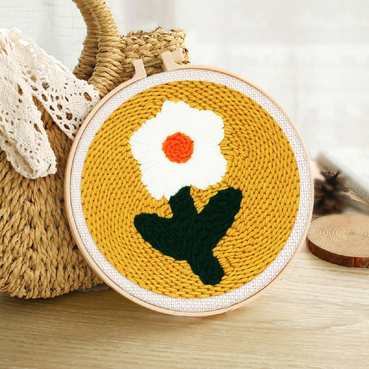 Punch Needle 20x20 Hübsche weisse Blume - Kidis Art