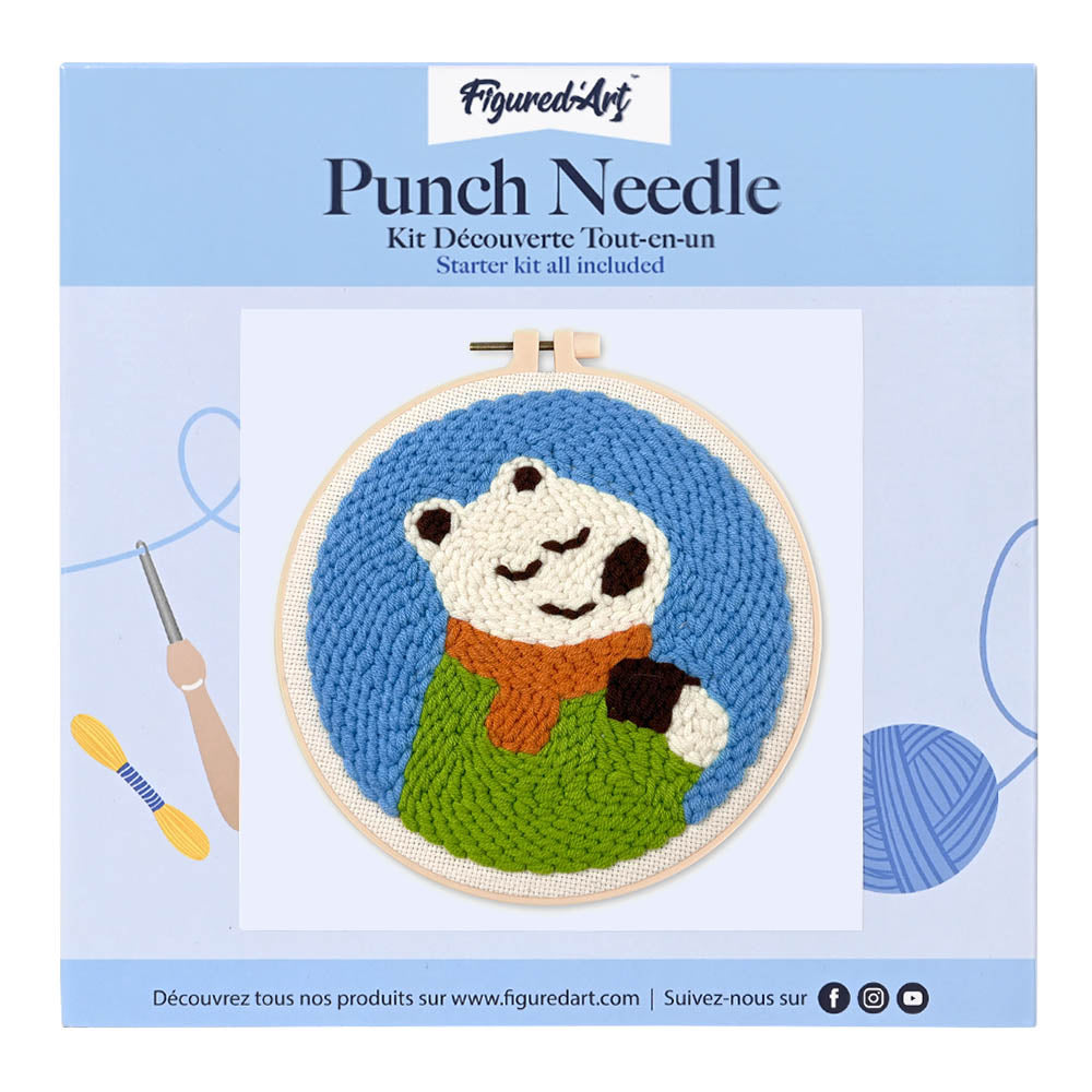 Punch Needle 20 x 20 cm Fröhlicher Eisbär - Kidis Art