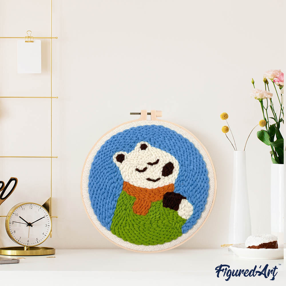 Punch Needle 20 x 20 cm Fröhlicher Eisbär - Kidis Art