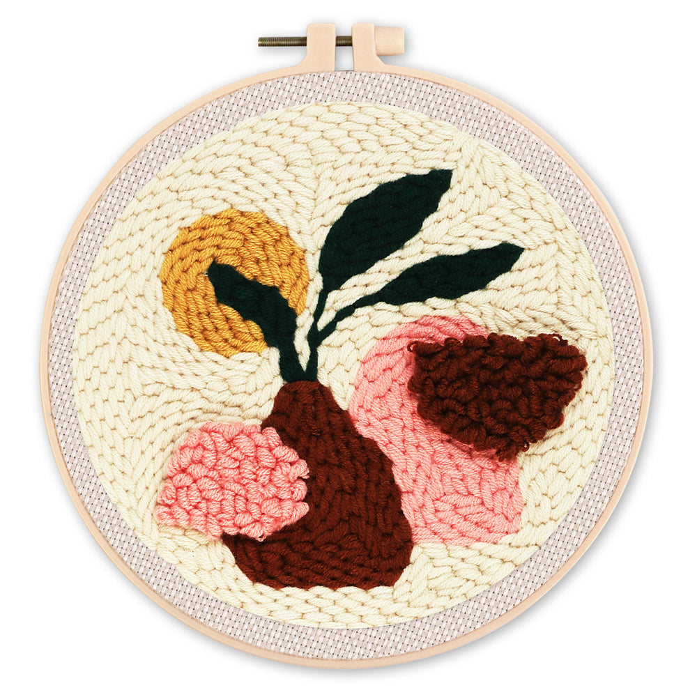 Punch Needle 20x20 Braune Topfpflanze - Kidis Art