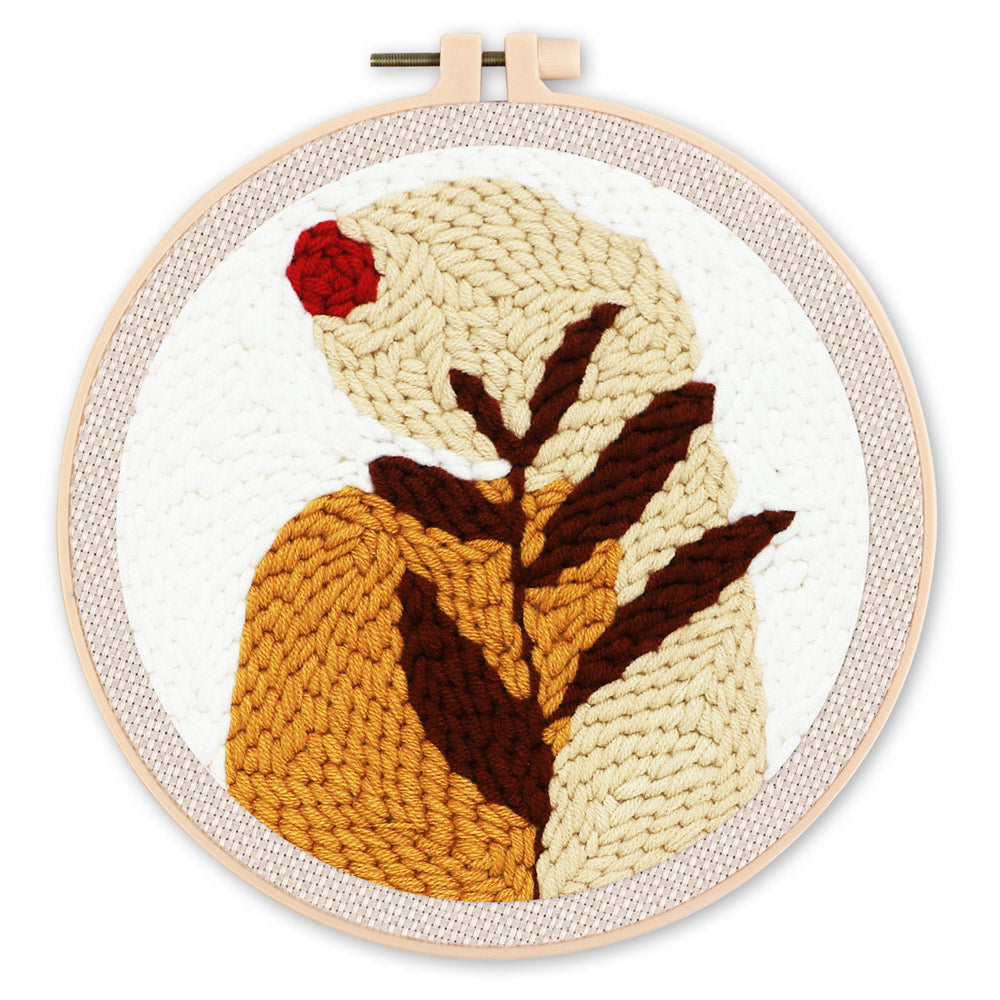 Punch Needle 20x20 Blatt und rote Sonne - Kidis Art
