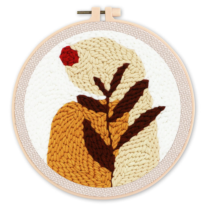 Punch Needle 20x20 Blatt und rote Sonne - Kidis Art