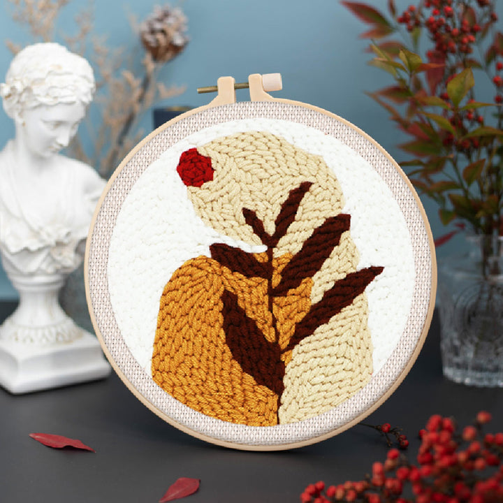 Punch Needle 20x20 Blatt und rote Sonne - Kidis Art