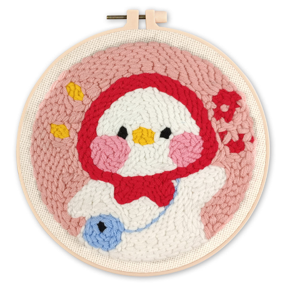 Punch Needle 20 x 20 cm Entchen und rote Mütze - Kidis Art