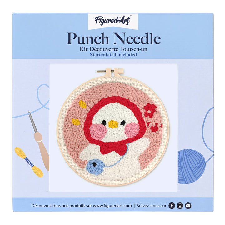 Punch Needle 20 x 20 cm Entchen und rote Mütze - Kidis Art