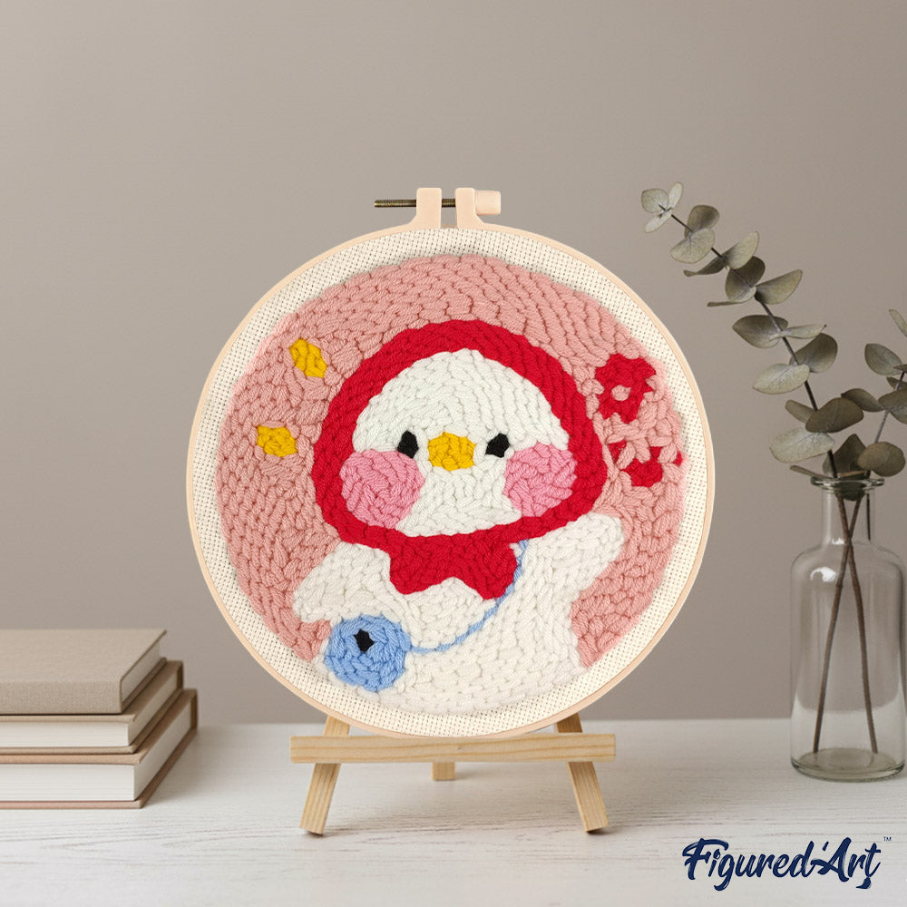 Punch Needle 20 x 20 cm Entchen und rote Mütze - Kidis Art