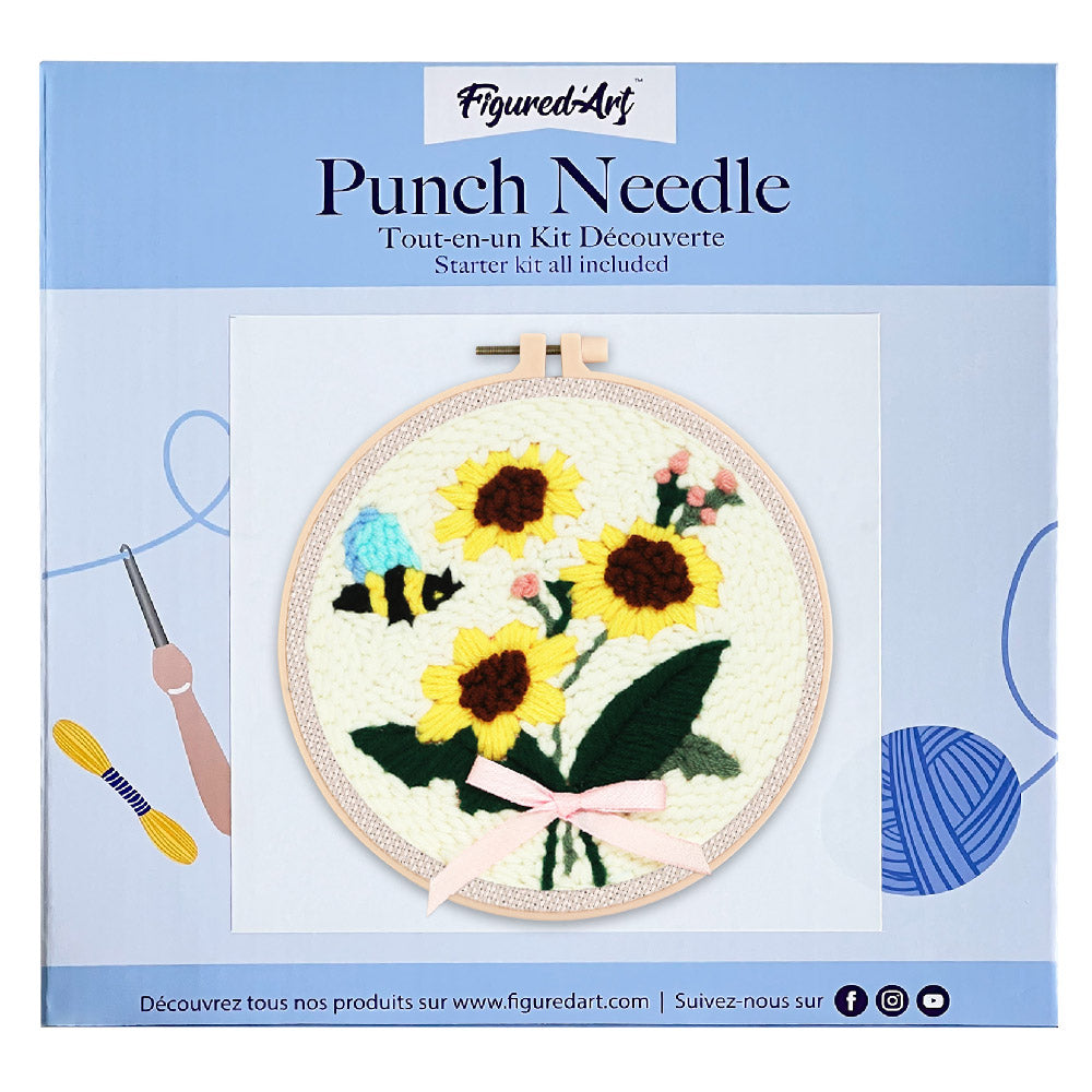 Punch Needle 20x20 Eine Biene und Sonnenblumen - Kidis Art