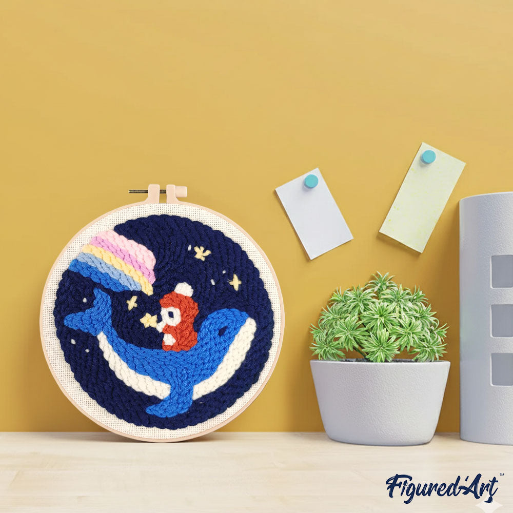 Punch Needle 20 x 20 cm Wal und kleiner Junge - Kidis Art