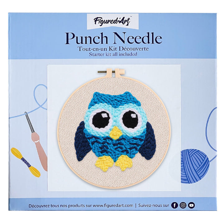 Punch Needle 20x20 Blaue Eule - Kidis Art